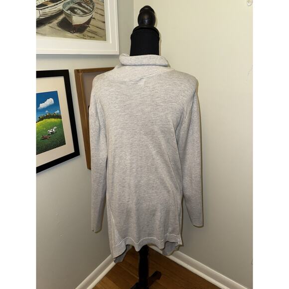 Chicos Sweater XL 3 Gray Turtleneck Tunic Sharkbite Hem Rayon Cashmere - Picture 4 of 5